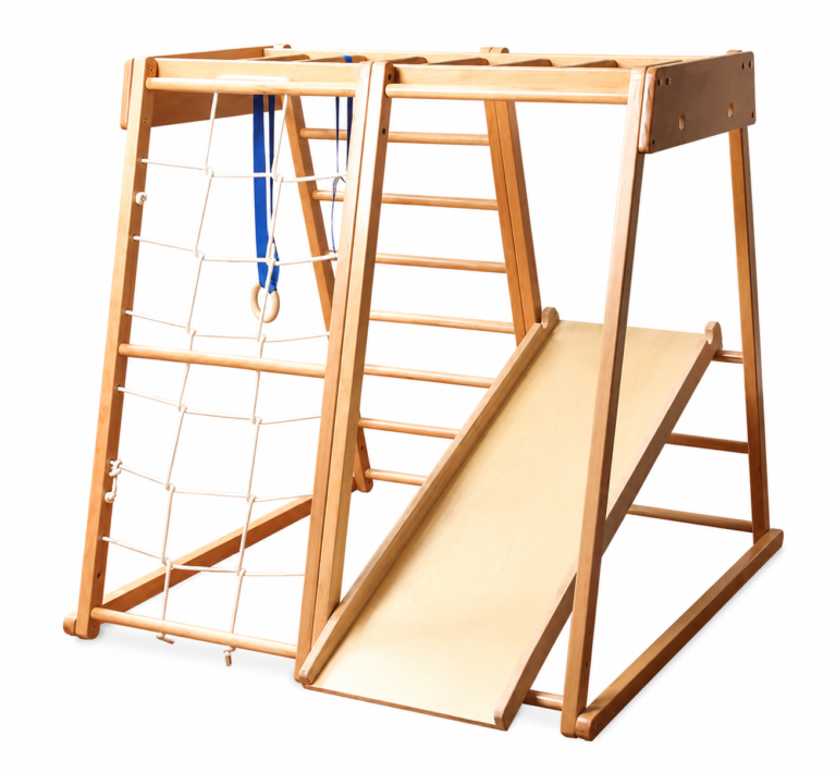pikler climbing triangle with slide net and rib ladder