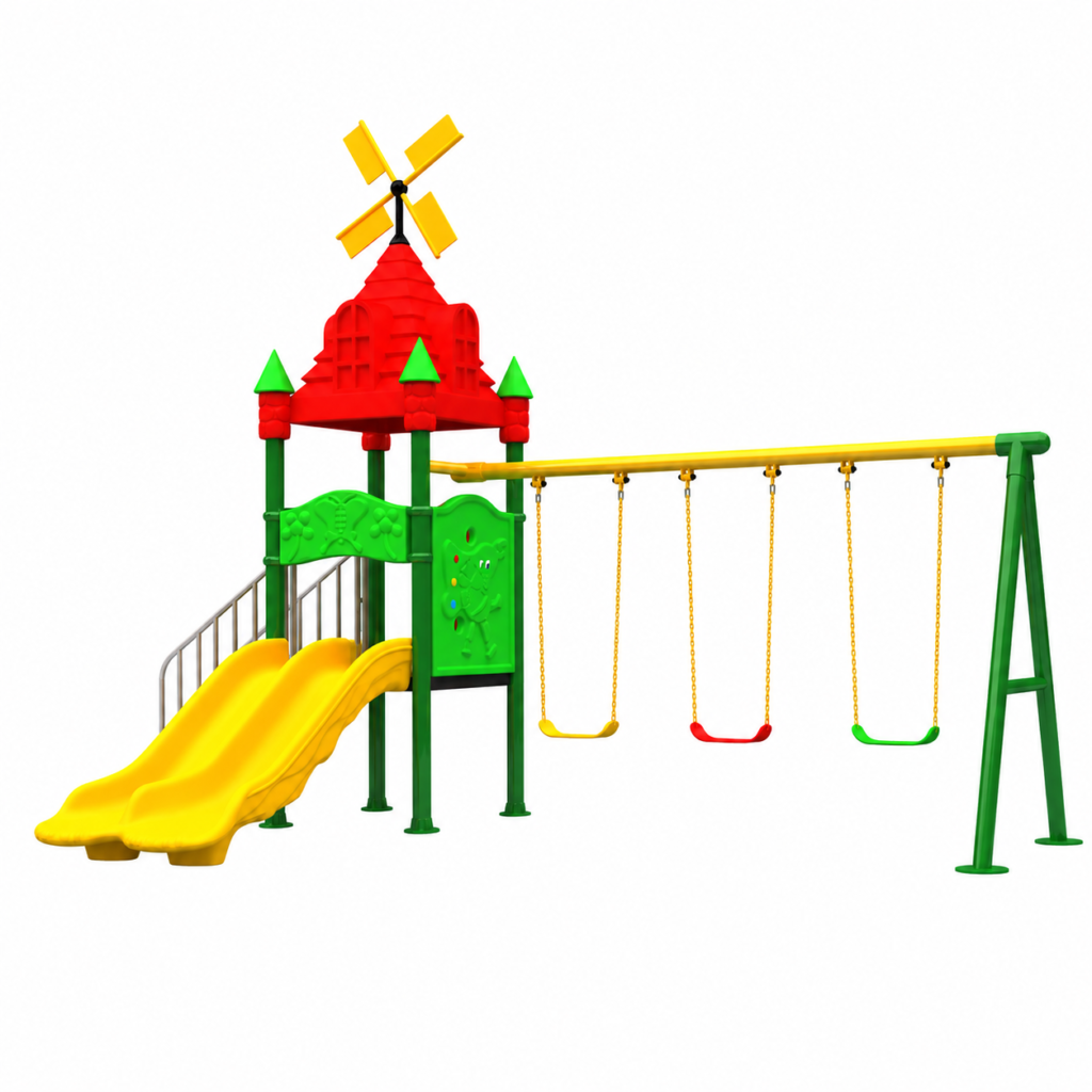 Outdoor Wooden Playground Set with Slide 002