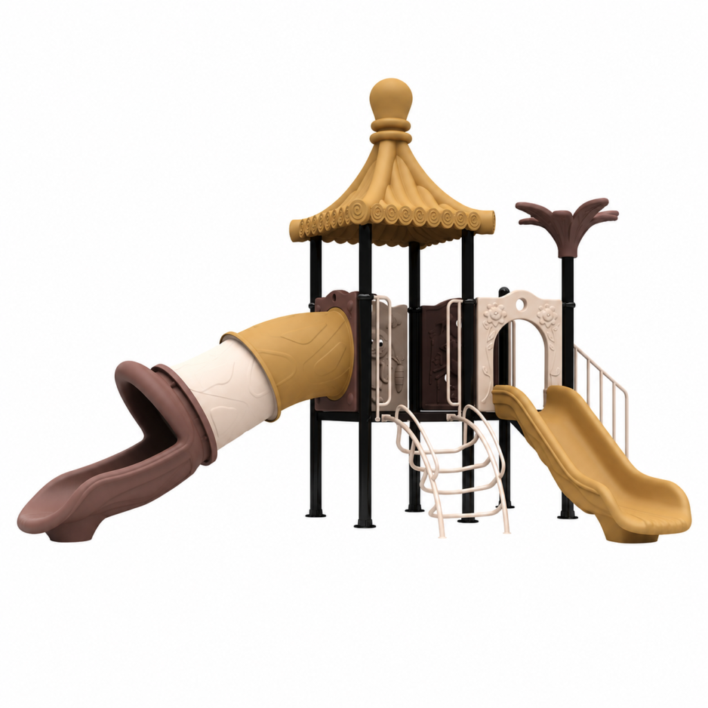 Outdoor Wooden Playset with Slide 045