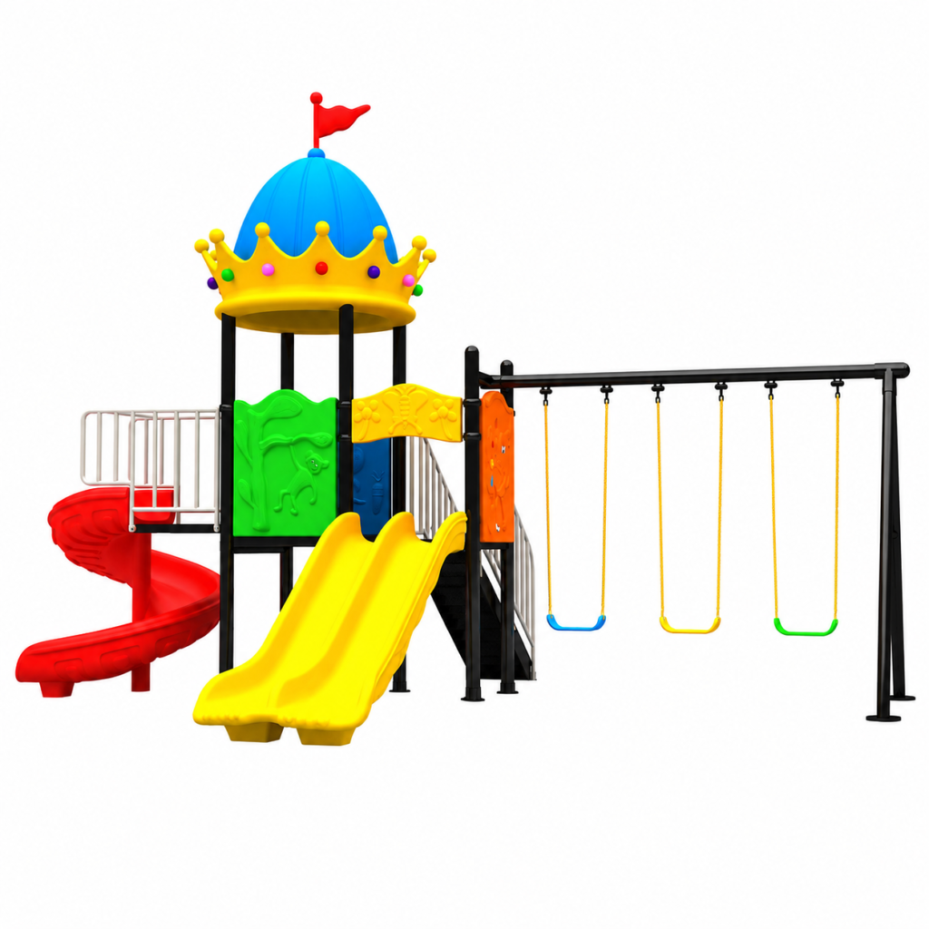 Outdoor Wooden Swing and Slide Playset 009
