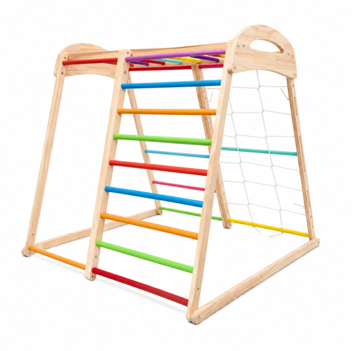 ciciwood wooden indoor climbing frame with slide rope ladder and swing