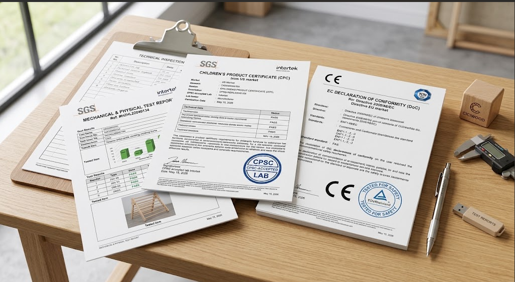 wooden children furniture safety certification cpc document
