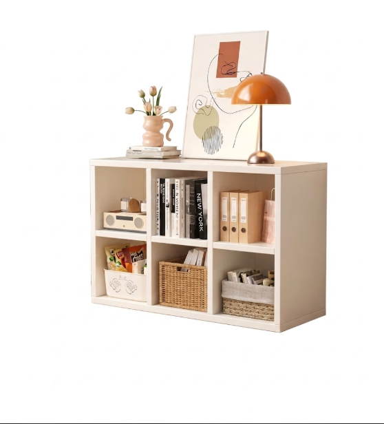 Beech wood kids multi-cubby bookshelf and storage shelf