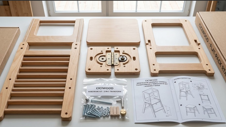 montessori learning tower design flat pack components