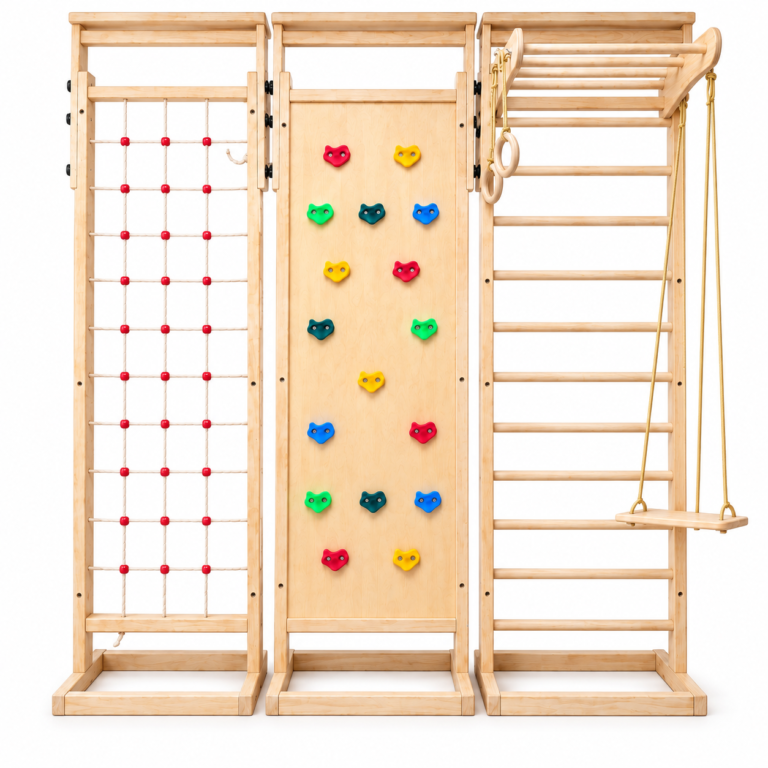 Adjustable Indoor Wooden Climbing Gym Set