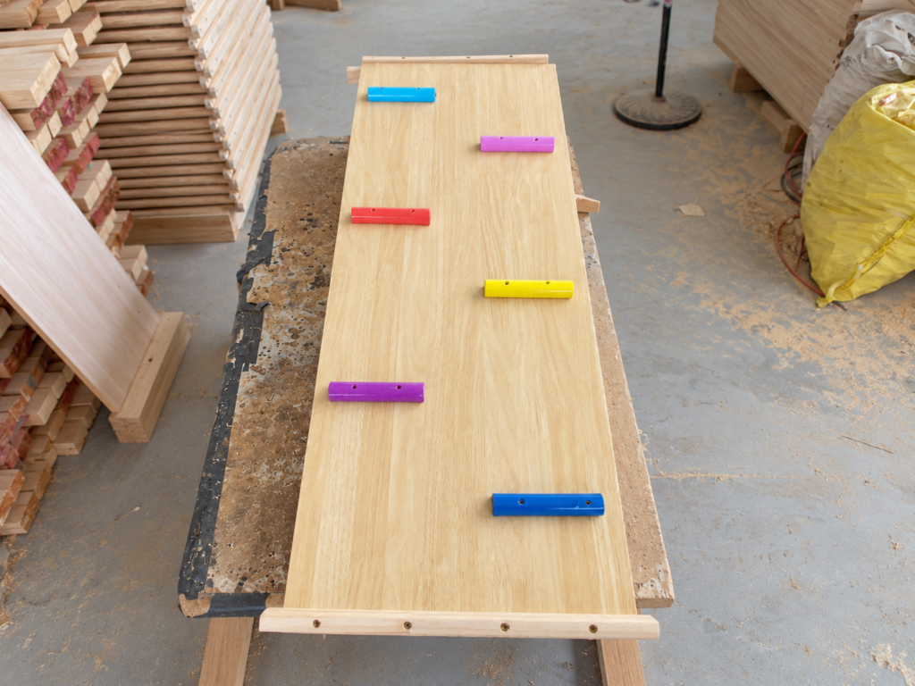 Custom wooden play equipment table for daycare