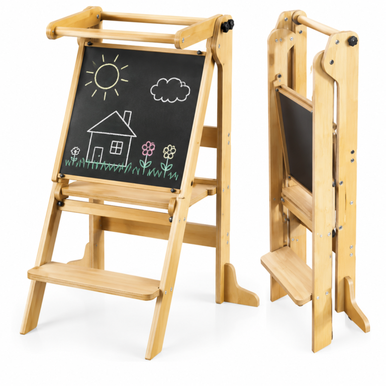 Foldable Wooden Kitchen Step Stool with Chalkboard