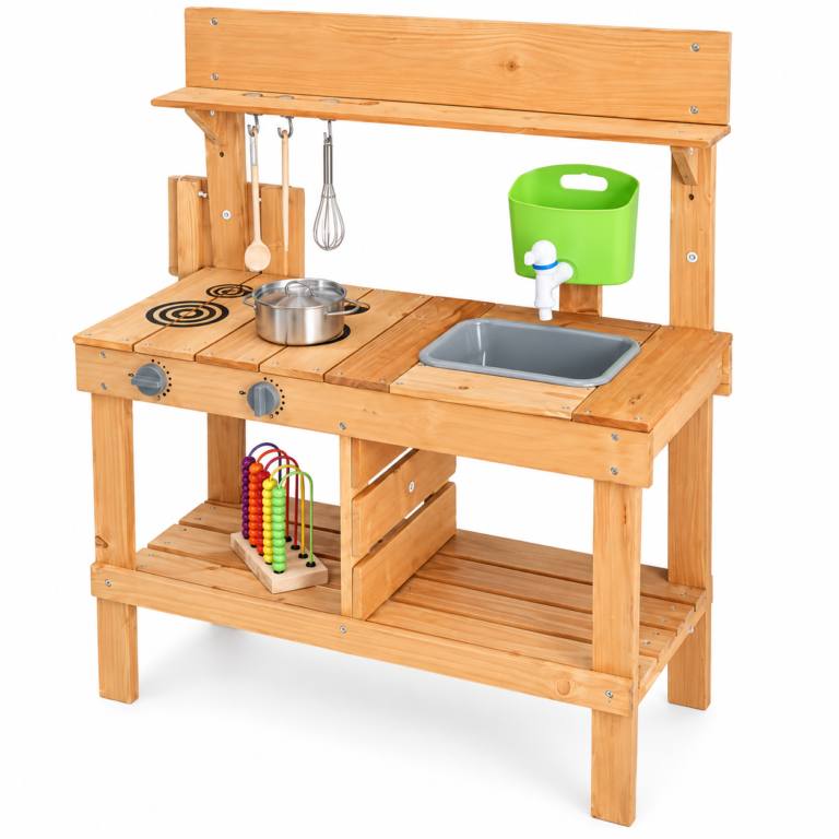 Natural Wooden Mud Kitchen With Storage