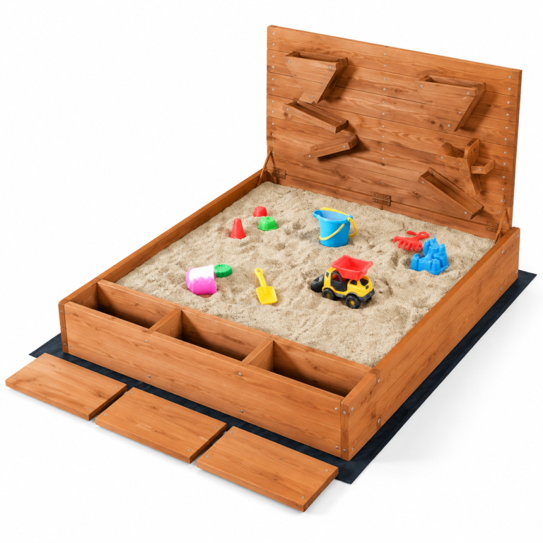 Wooden Sandbox Set with Sand Wall