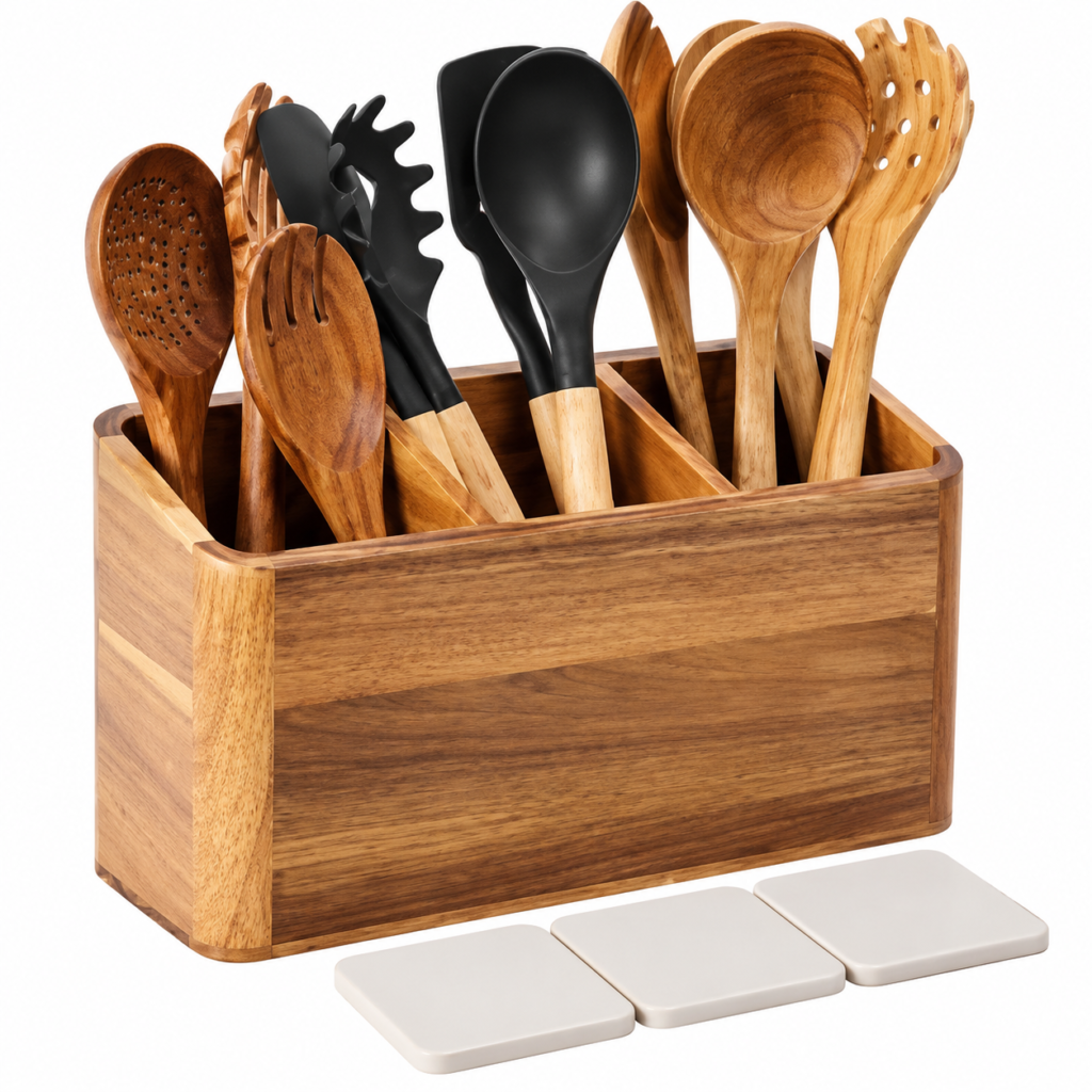 Wooden Kitchen Utensil Organizer
