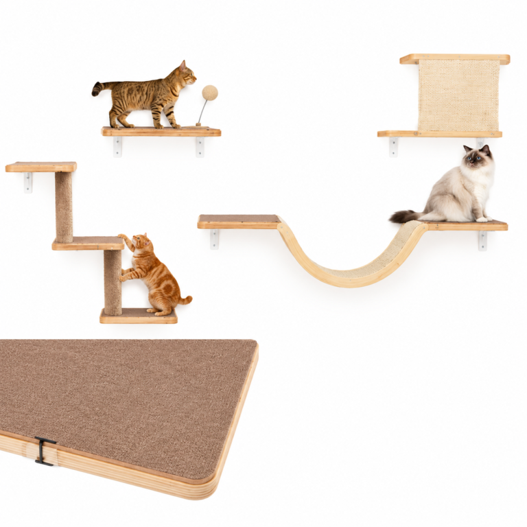 Wall-Mounted Wooden Cat Climbing Set