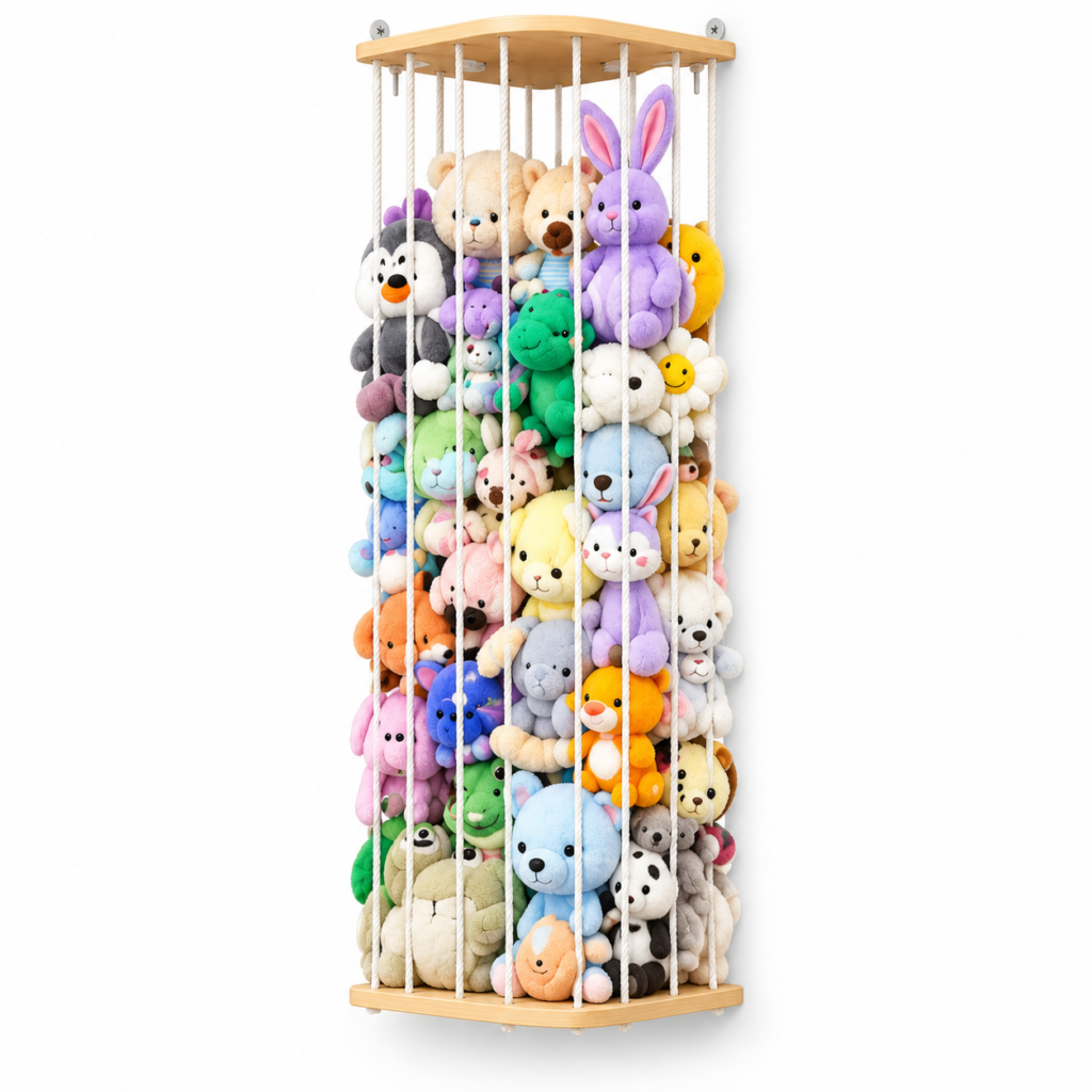 Wall-Mounted Plush Toy Storage Rack— 2026 wooden product catalog